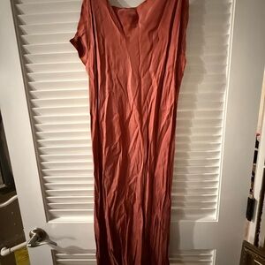 J. Crew Sleeveless Midi Dress in Rust - Gwenyth Cupro Slip Dress